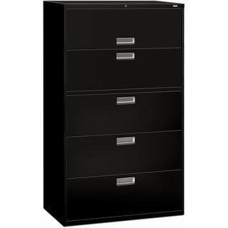 Brigade 600 Series Lateral File, 4 Legal/Letter-Size File Drawers, 1 Roll-Out File Shelf, Black, 42" x 18" x 64.25