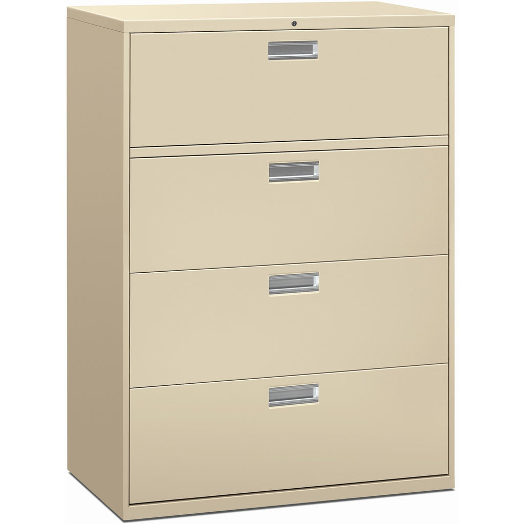 Brigade 600 Series Lateral File, 4 Legal/Letter-Size File Drawers, Putty, 42" x 18" x 52.5