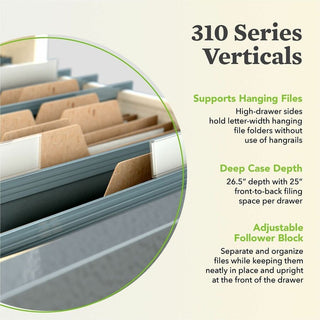 310 Series Vertical File, 4 Letter-Size File Drawers, Putty, 15" x 26.5" x 52