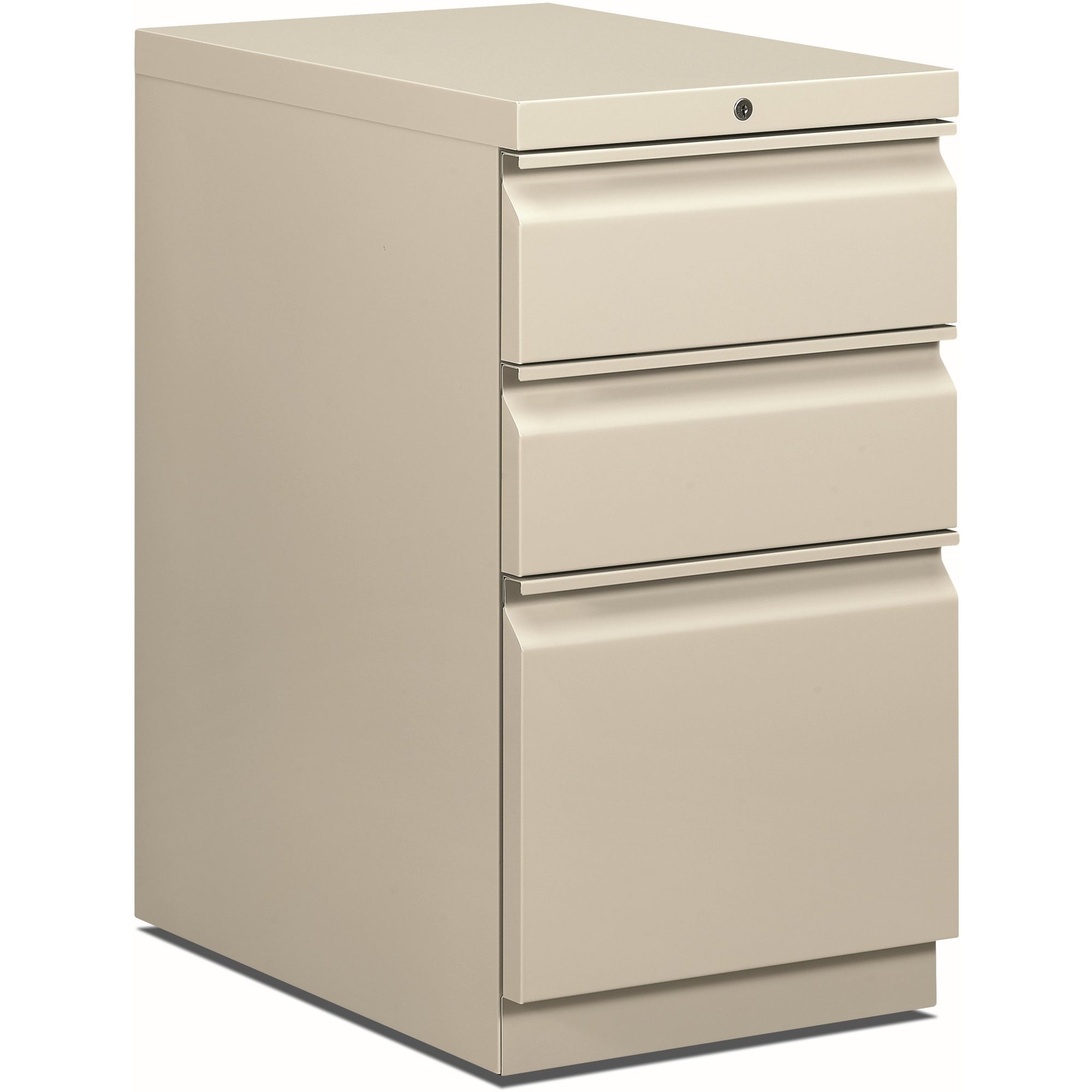 Brigade Mobile Pedestal with Pencil Tray Insert, Left/Right, 3-Drawers: Box/Box/File, Letter, Light Gray, 15" x 22.88" x 28