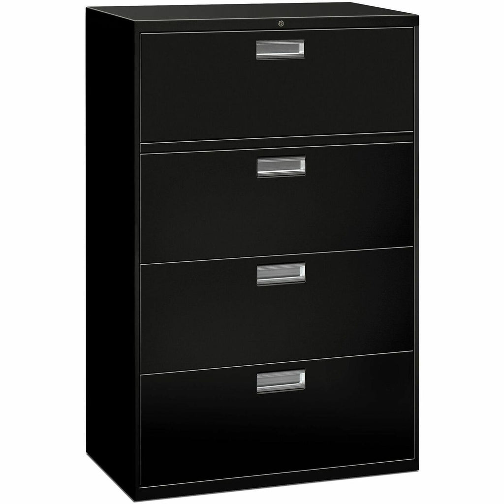 Brigade 600 Series Lateral File, 4 Legal/Letter-Size File Drawers, Black, 36" x 18" x 52.5