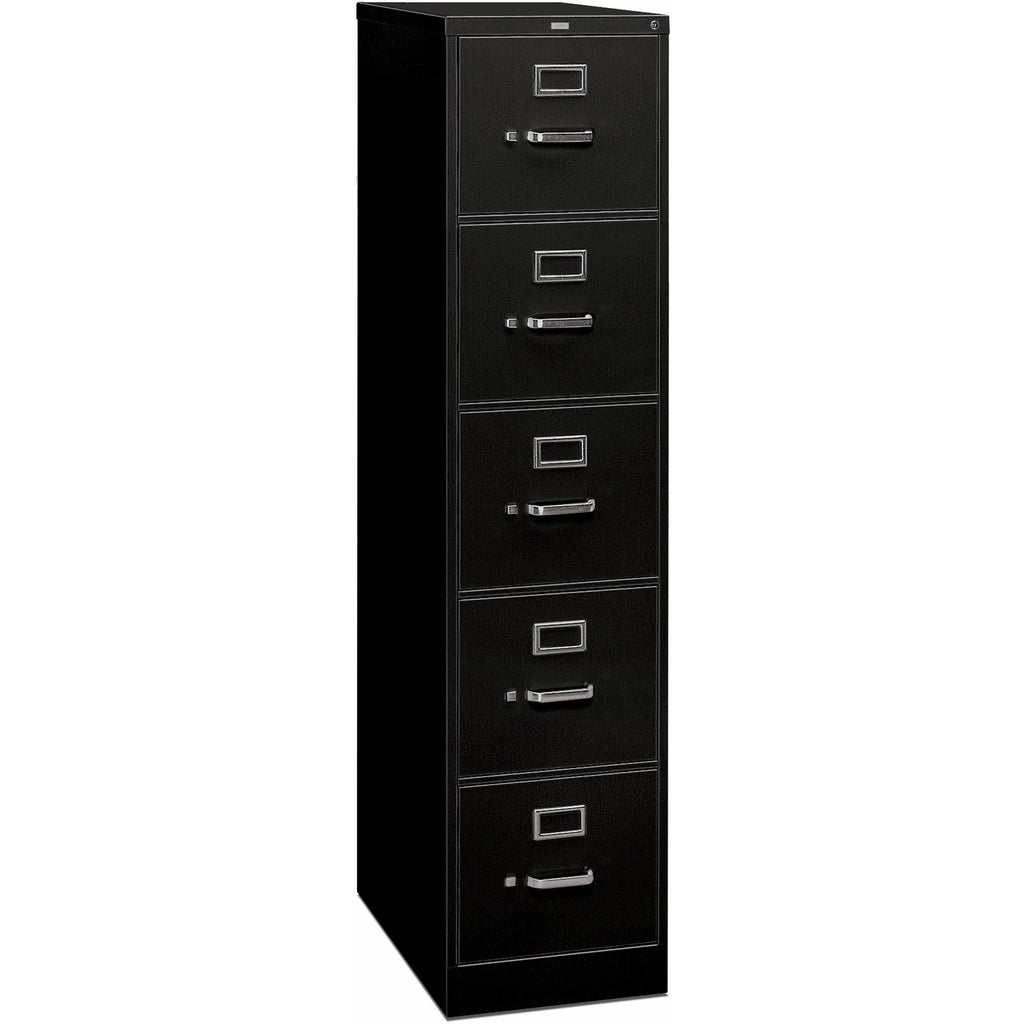 310 Series Vertical File, 5 Legal-Size File Drawers, Black, 18.25" x 26.5" x 60