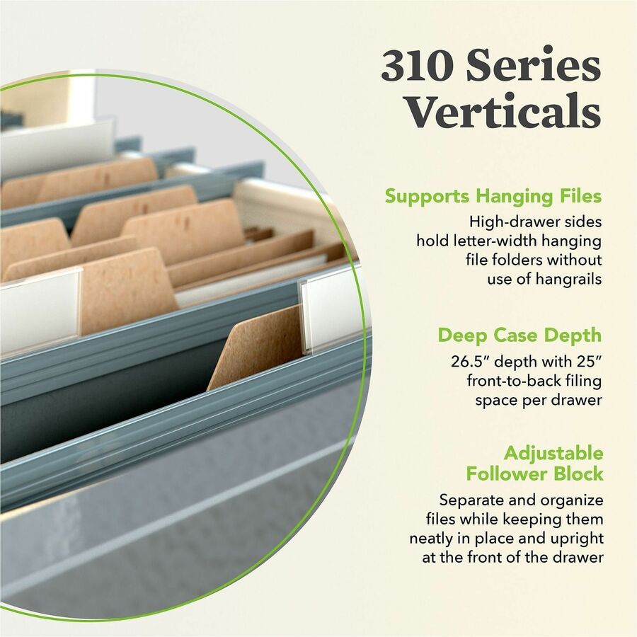 310 Series Vertical File, 4 Legal-Size File Drawers, Putty, 18.25" x 26.5" x 52