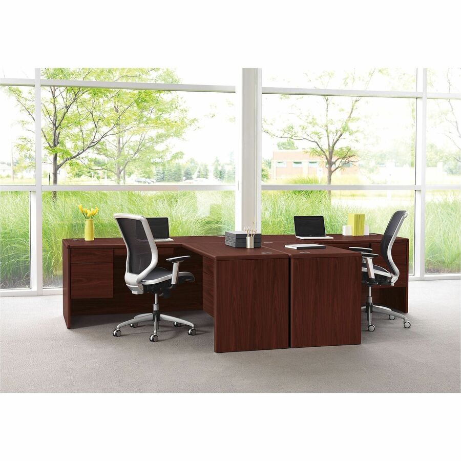 HON 10700 H107318 Hutch - 74.6" x 14.6"37.1" - Waterfall Edge - Finish: Mahogany