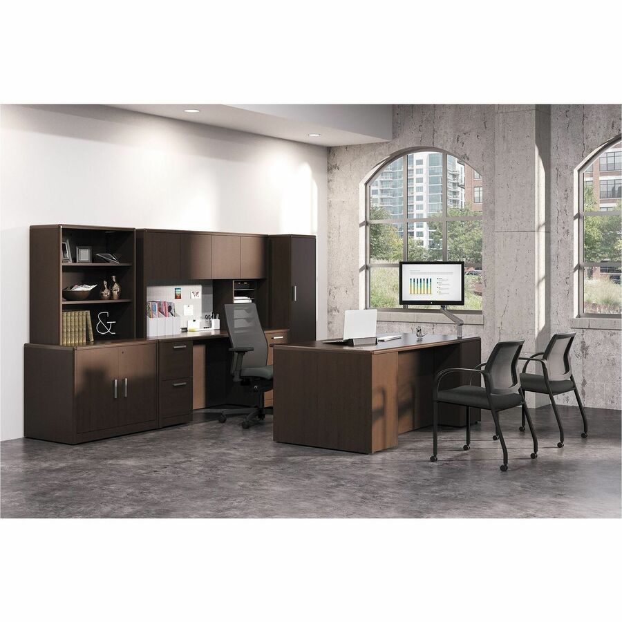 HON 10700 H107318 Hutch - 74.6" x 14.6"37.1" - Waterfall Edge - Finish: Mahogany