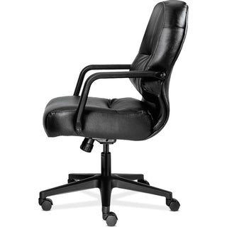 Pillow-Soft 2090 Series Leather Managerial Mid-Back Swivel/Tilt Chair, Supports 300 lb, 16.75" to 21.25" Seat Height, Black