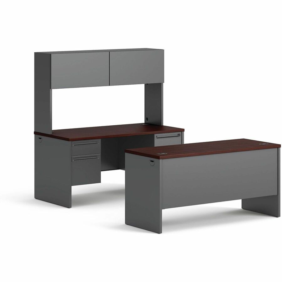 38000 Series Double Pedestal Desk, 60" x 30" x 29.5", Mahogany/Charcoal