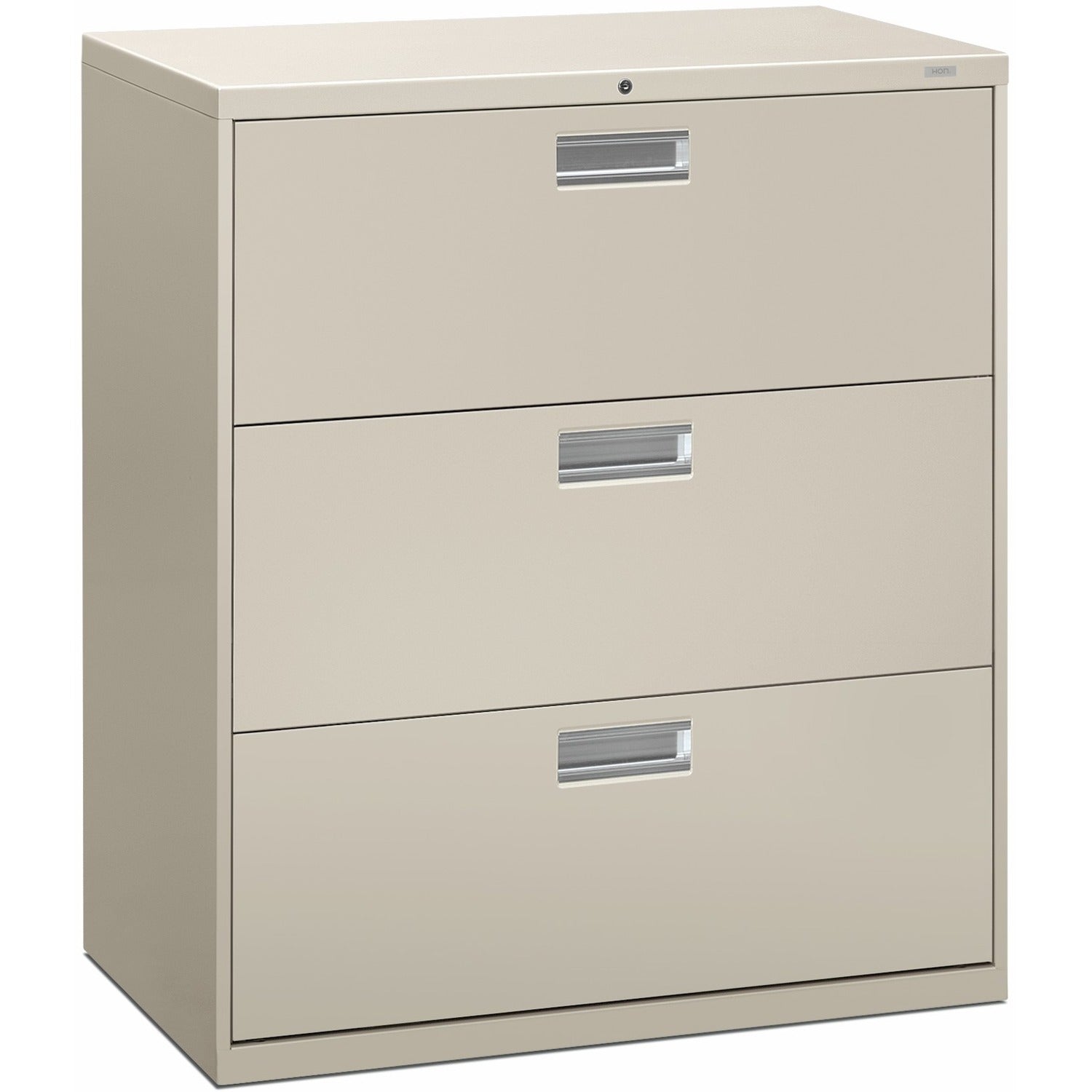 Brigade 600 Series Lateral File, 3 Legal/Letter-Size File Drawers, Light Gray, 36" x 18" x 39.13