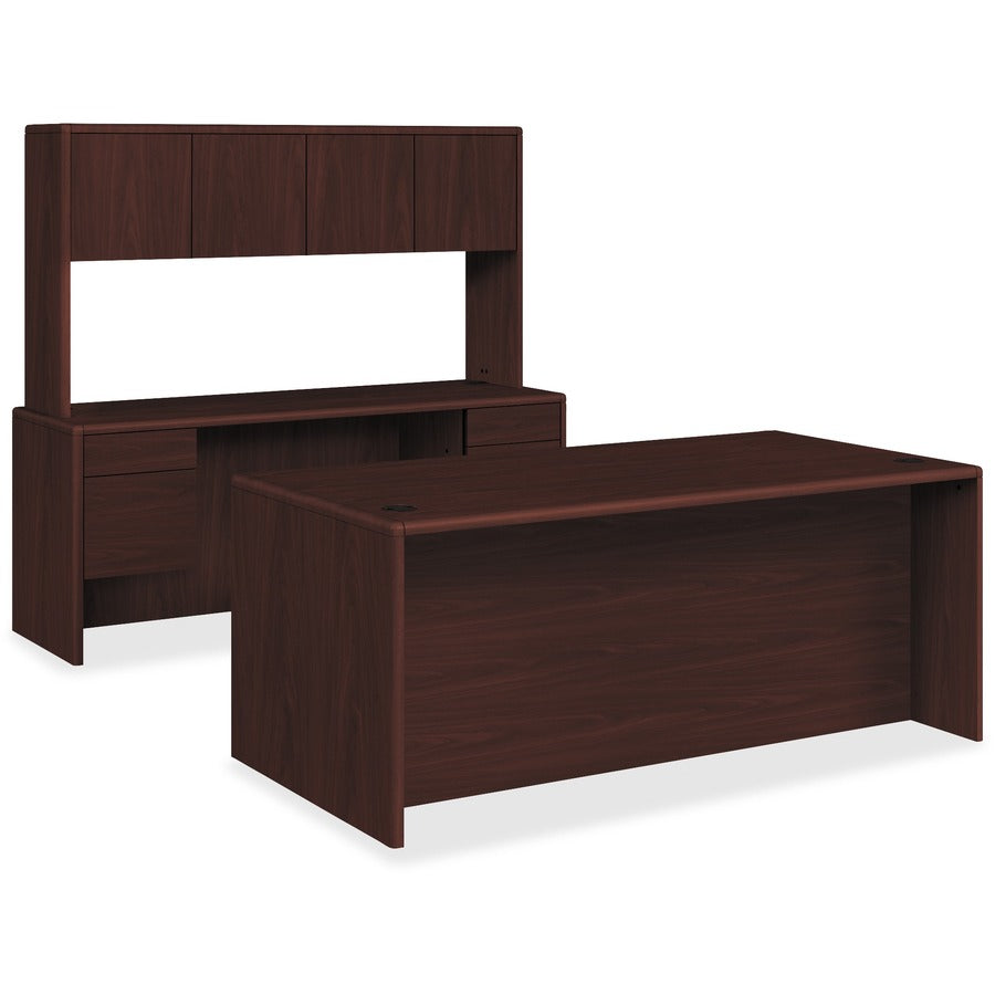 HON 10700 Pedestal Desk - 72" x 36"29.5" - 4 x Box, File Drawer(s) - Double Pedestal - Waterfall Edge - Finish: Mahogany - 