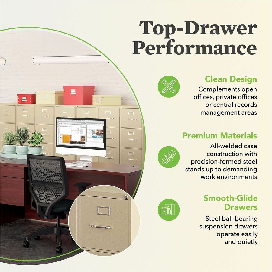510 Series Vertical File, 4 Letter-Size File Drawers, Putty, 15" x 25" x 52