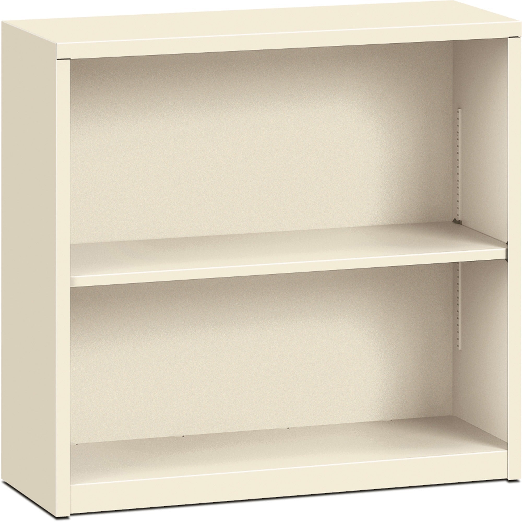 Metal Bookcase, Two-Shelf, 34.5w x 12.63d x 29h, Putty