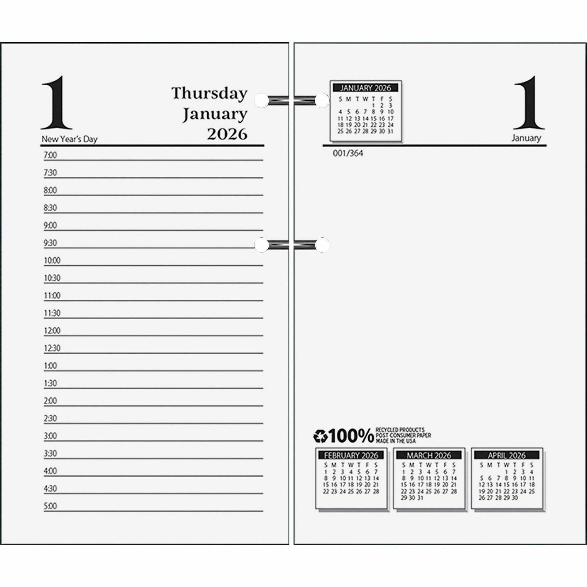 Economy Daily Desk Calendar Refill, 3.5 x 6, White Sheets, 12-Month (Jan to Dec): 2024
