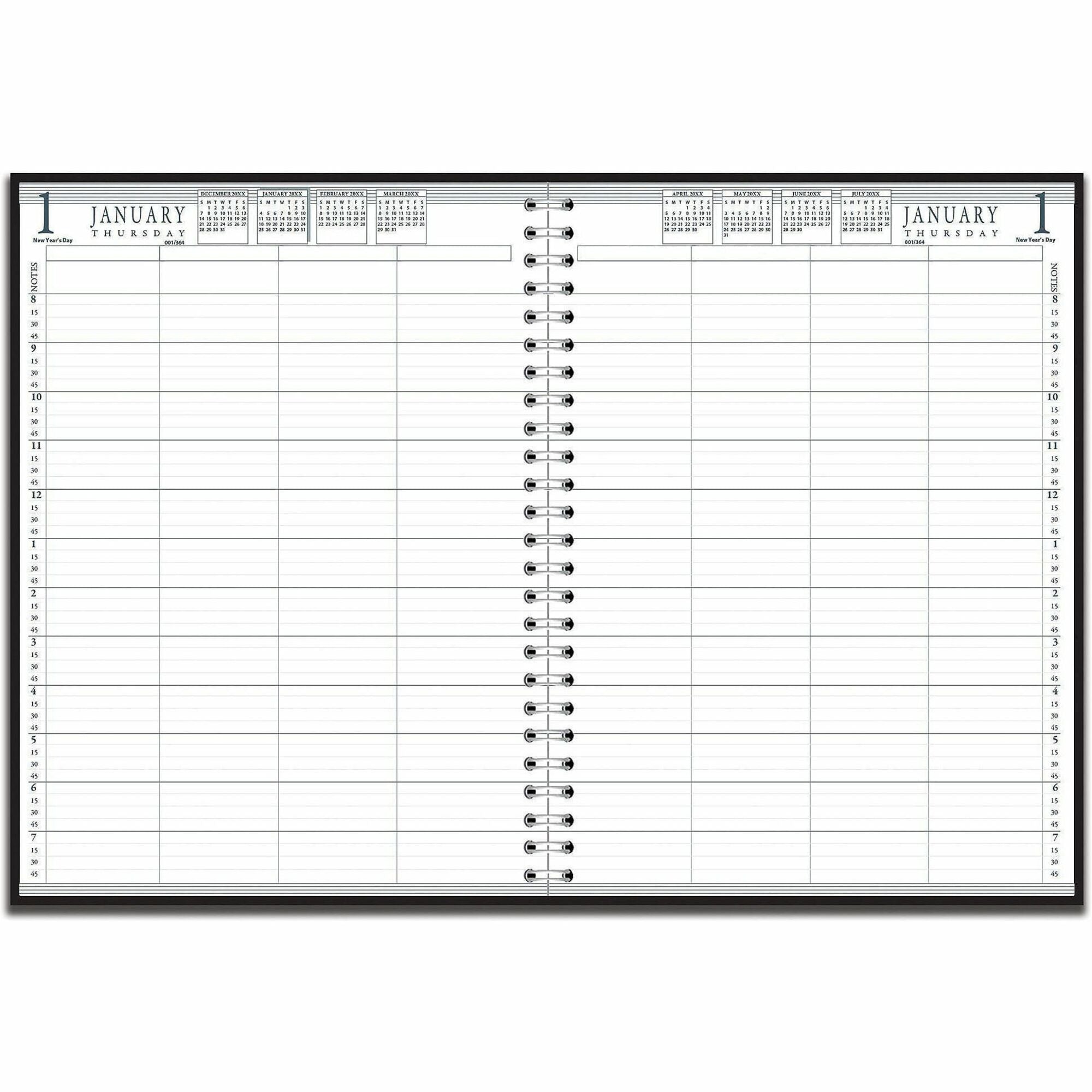 Eight-Person Group Practice Daily Appointment Book, 11 x 8.5, Black Cover, 12-Month (Jan to Dec): 2024