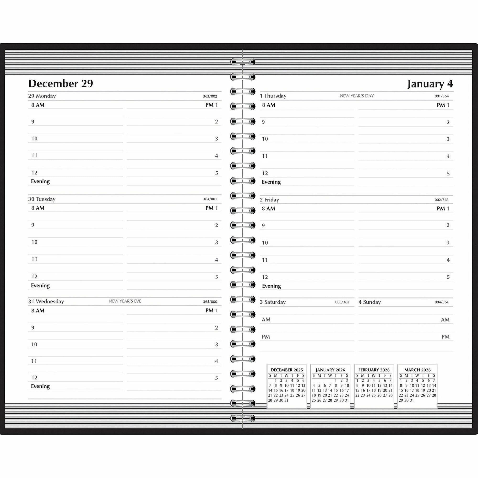 Recycled Weekly Appointment Book, 8 x 5, Black Cover, 12-Month (Jan to Dec): 2024