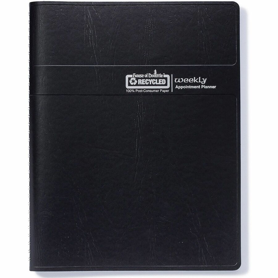 Recycled Weekly Appointment Book, 8 x 5, Black Cover, 12-Month (Jan to Dec): 2024