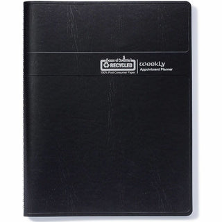 Recycled Weekly Appointment Book, 8 x 5, Black Cover, 12-Month (Jan to Dec): 2024