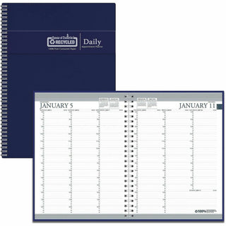 Recycled Professional Weekly Planner, 15-Minute Appts, 11 x 8.5, Blue Wirebound Soft Cover, 12-Month (Jan to Dec): 2024