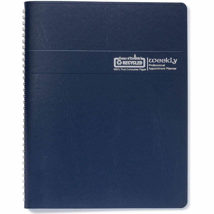 Recycled Professional Weekly Planner, 15-Minute Appts, 11 x 8.5, Blue Wirebound Soft Cover, 12-Month (Jan to Dec): 2024