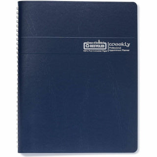 Recycled Professional Weekly Planner, 15-Minute Appts, 11 x 8.5, Blue Wirebound Soft Cover, 12-Month (Jan to Dec): 2024