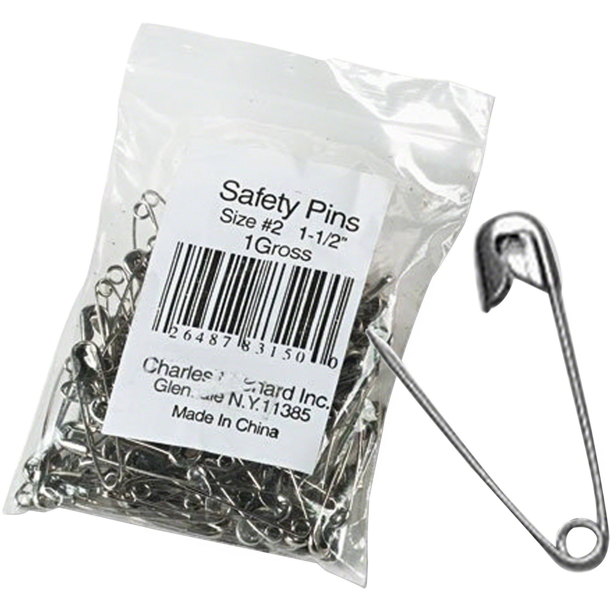 Safety Pins, Nickel-Plated, Steel, 1.5" Length, 144/Pack