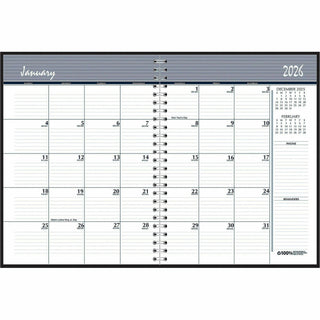 14-Month Recycled Ruled Monthly Planner, 8.75 x 6.78, Black Cover, 14-Month (Dec to Jan): 2023 to 2025