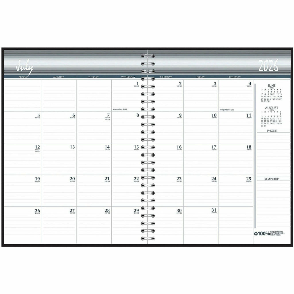 14-Month Recycled Ruled Monthly Planner, 11 x 8.5, Black Cover, 14-Month (July to Aug): 2023 to 2024