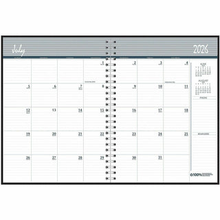 14-Month Recycled Ruled Monthly Planner, 11 x 8.5, Black Cover, 14-Month (July to Aug): 2023 to 2024