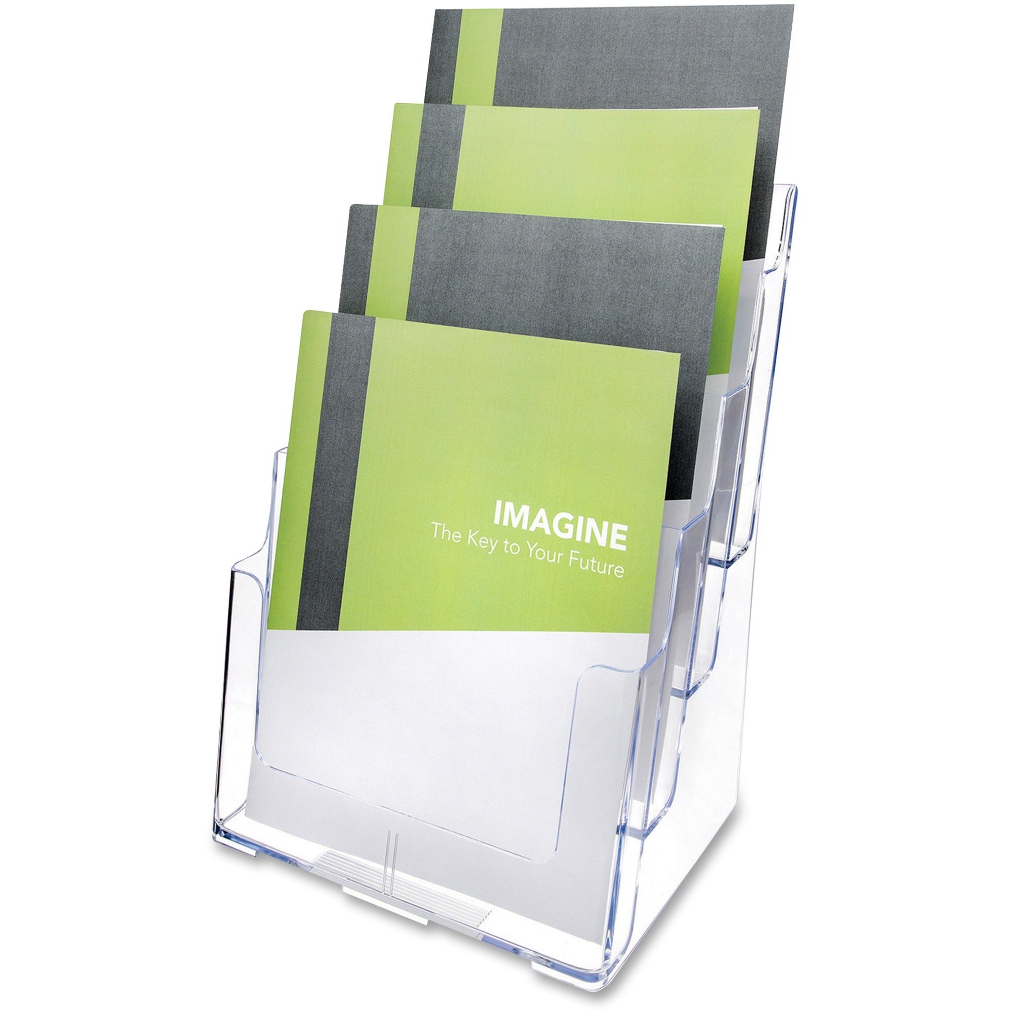 4-Compartment DocuHolder, Magazine Size, 9.38w x 7d x 13.63h, Clear, Ships in 4-6 Business Days