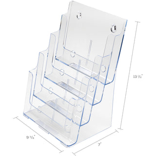 4-Compartment DocuHolder, Magazine Size, 9.38w x 7d x 13.63h, Clear, Ships in 4-6 Business Days