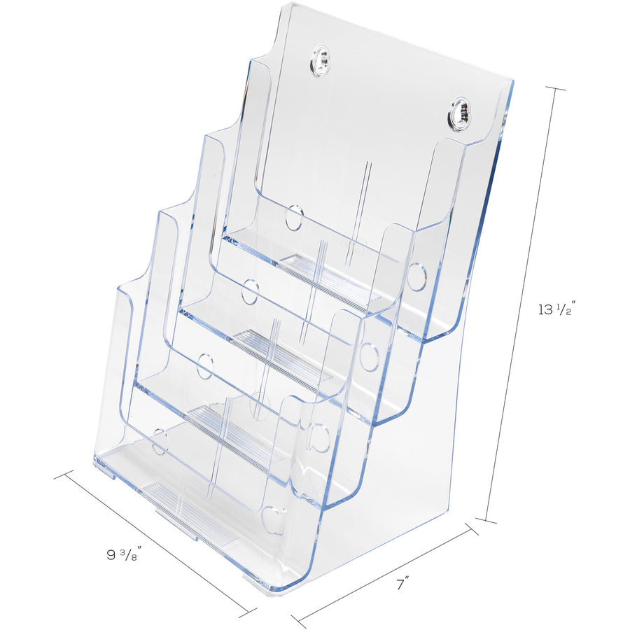 4-Compartment DocuHolder, Magazine Size, 9.38w x 7d x 13.63h, Clear, Ships in 4-6 Business Days
