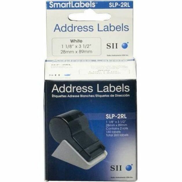 SLP-2RL Self-Adhesive Address Labels, 1.12" x 3.5", White, 130 Labels/Roll, 2 Rolls/Box