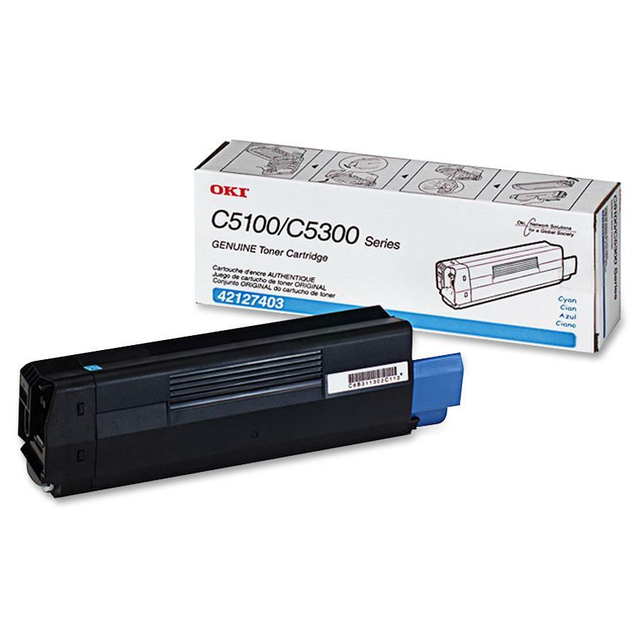 Oki - 42127403 High-Yield Toner (Type C6), 5000 Page-Yield, Cyan, Sold as 1 EA - 1