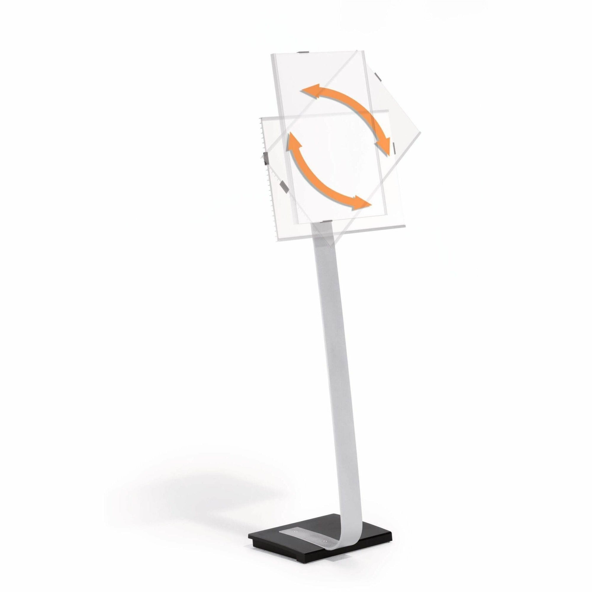 DURABLE INFO SIGN Tabloid Floor Stand - 11" x 17" Sign - 43" - 50" Height - Rectangular Shape - Acrylic, Stainless Steel - Updateable - Silver - 1 Pack