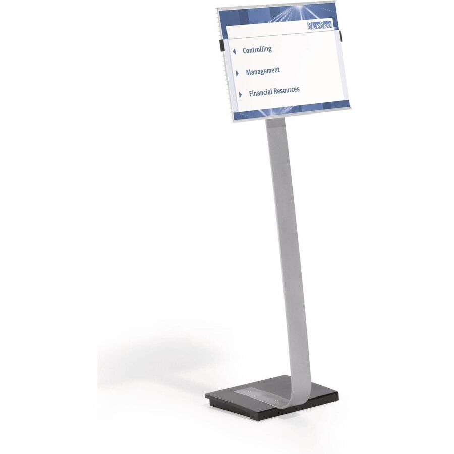 DURABLE INFO SIGN Tabloid Floor Stand - 11" x 17" Sign - 43" - 50" Height - Rectangular Shape - Acrylic, Stainless Steel - Updateable - Silver - 1 Pack
