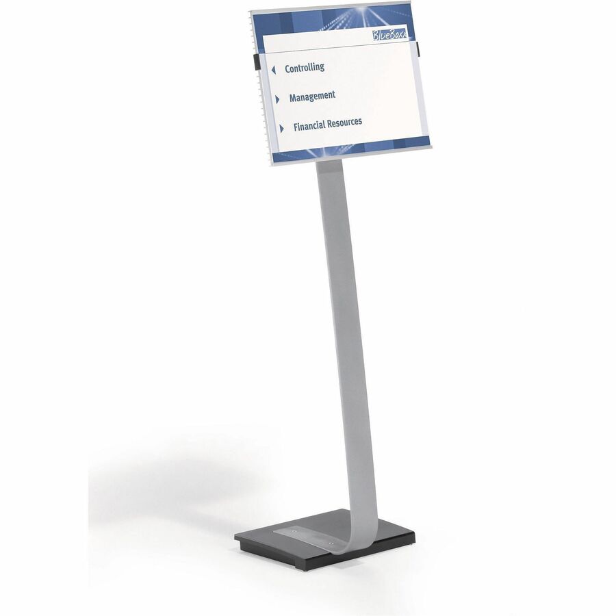 DURABLE INFO SIGN Tabloid Floor Stand - 11" x 17" Sign - 43" - 50" Height - Rectangular Shape - Acrylic, Stainless Steel - Updateable - Silver - 1 Pack