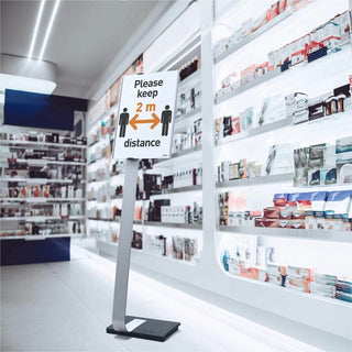 DURABLE INFO SIGN Tabloid Floor Stand - 11" x 17" Sign - 43" - 50" Height - Rectangular Shape - Acrylic, Stainless Steel - Updateable - Silver - 1 Pack