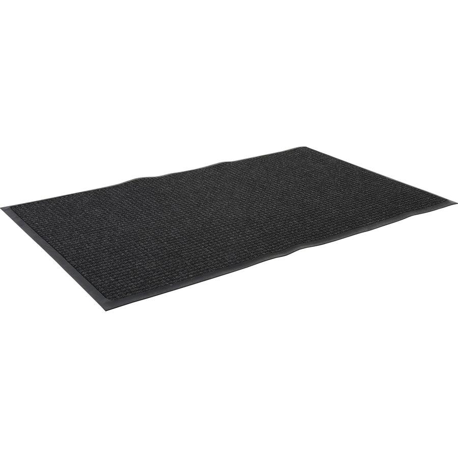 Genuine Joe WaterGuard Indoor/Outdoor Mat - Carpeted Floor, Hard Floor, Indoor, Outdoor - 72" Length x 48" Width - Rubber, Polypropylene - Charcoal Gray - 1Each