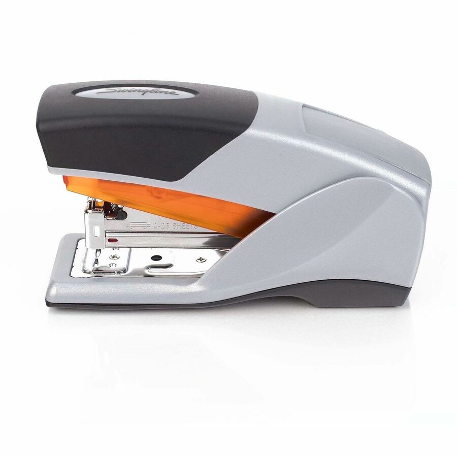 Swingline Optima 25 Compact Reduced Effort Stapler - 25 of 20lb Paper Sheets Capacity - 105 Staple Capacity - Half Strip - 1/4" Staple Size - 1 Each - Gray, Black, Orange