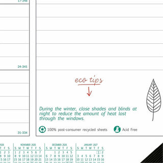 EcoLogix Monthly Desk Pad Calendar, 22 x 17, White/Green Sheets, Black Binding/Corners, 12-Month (Jan to Dec): 2024