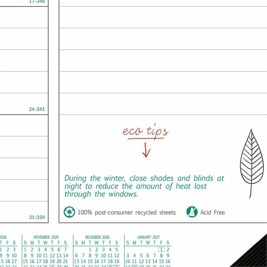 EcoLogix Monthly Desk Pad Calendar, 22 x 17, White/Green Sheets, Black Binding/Corners, 12-Month (Jan to Dec): 2024