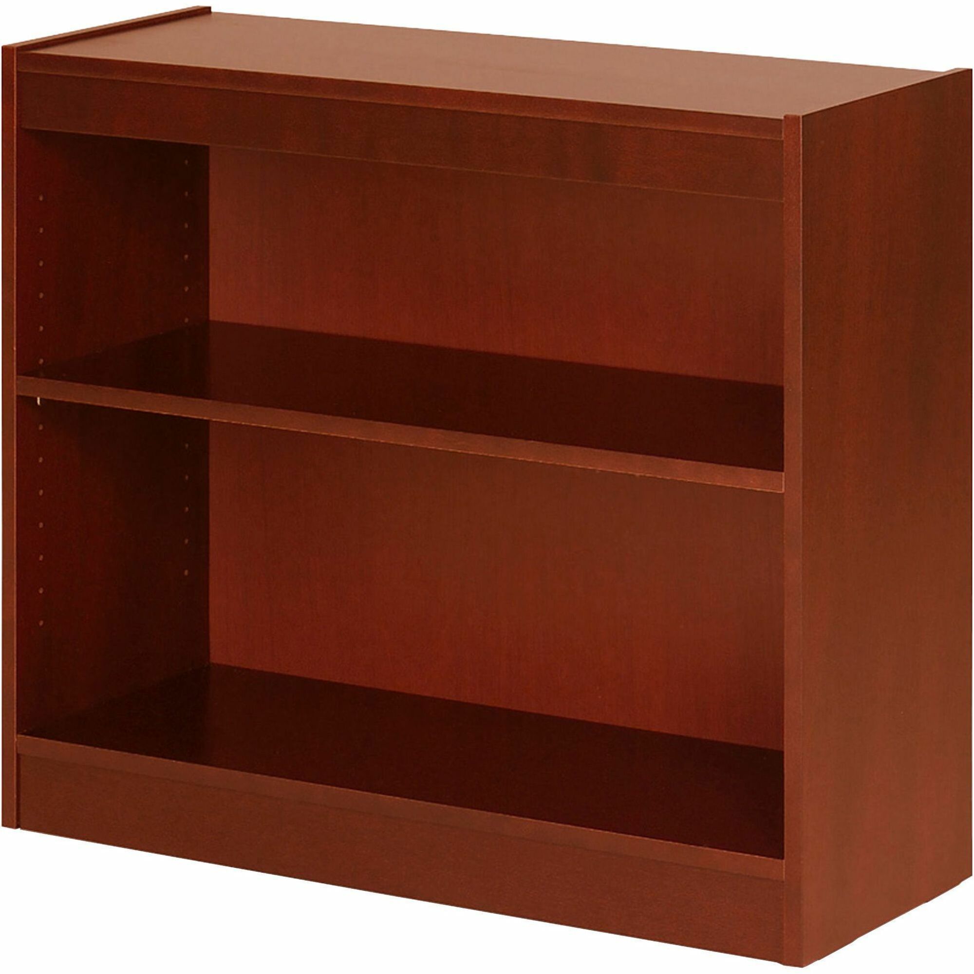 Lorell Panel End Hardwood Veneer Bookcase - 36" x 12" x 0.8" x 30" - 2 Shelve(s) - 1 Adjustable Shelf(ves) - Material: Veneer - Finish: Cherry - 