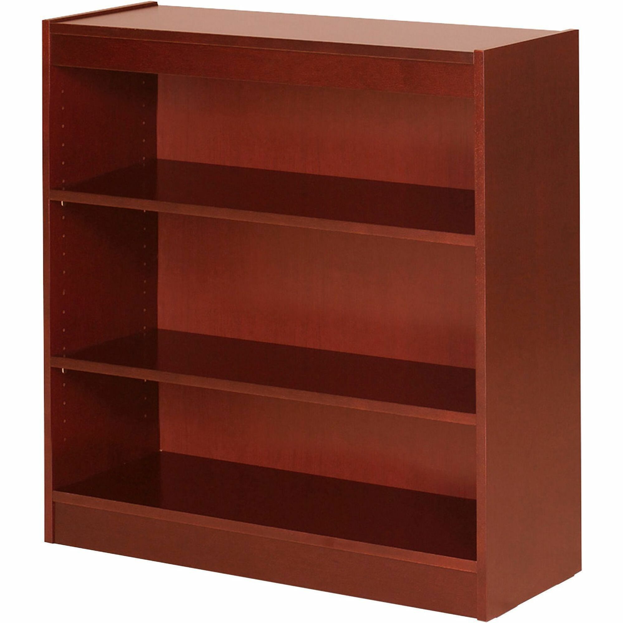 Lorell Panel End Hardwood Veneer Bookcase - 36" x 12" x 0.8" x 36" - 3 Shelve(s) - 2 Adjustable Shelf(ves) - Material: Veneer - Finish: Cherry - 