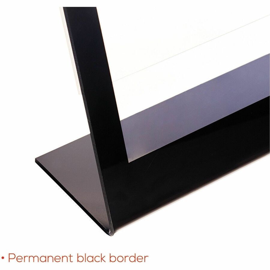 Deflecto Superior Image Bordered Sign Holder - 11" x 8.5" - 1 Each - Clear, Black