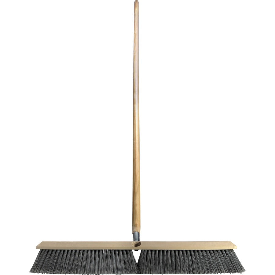 Genuine Joe Heavy-duty Floor Sweep with Handle - 24" Polypropylene Bristle - 60" Handle Length - 1.25" Handle Diameter - Hardwood Handle - 1 Each