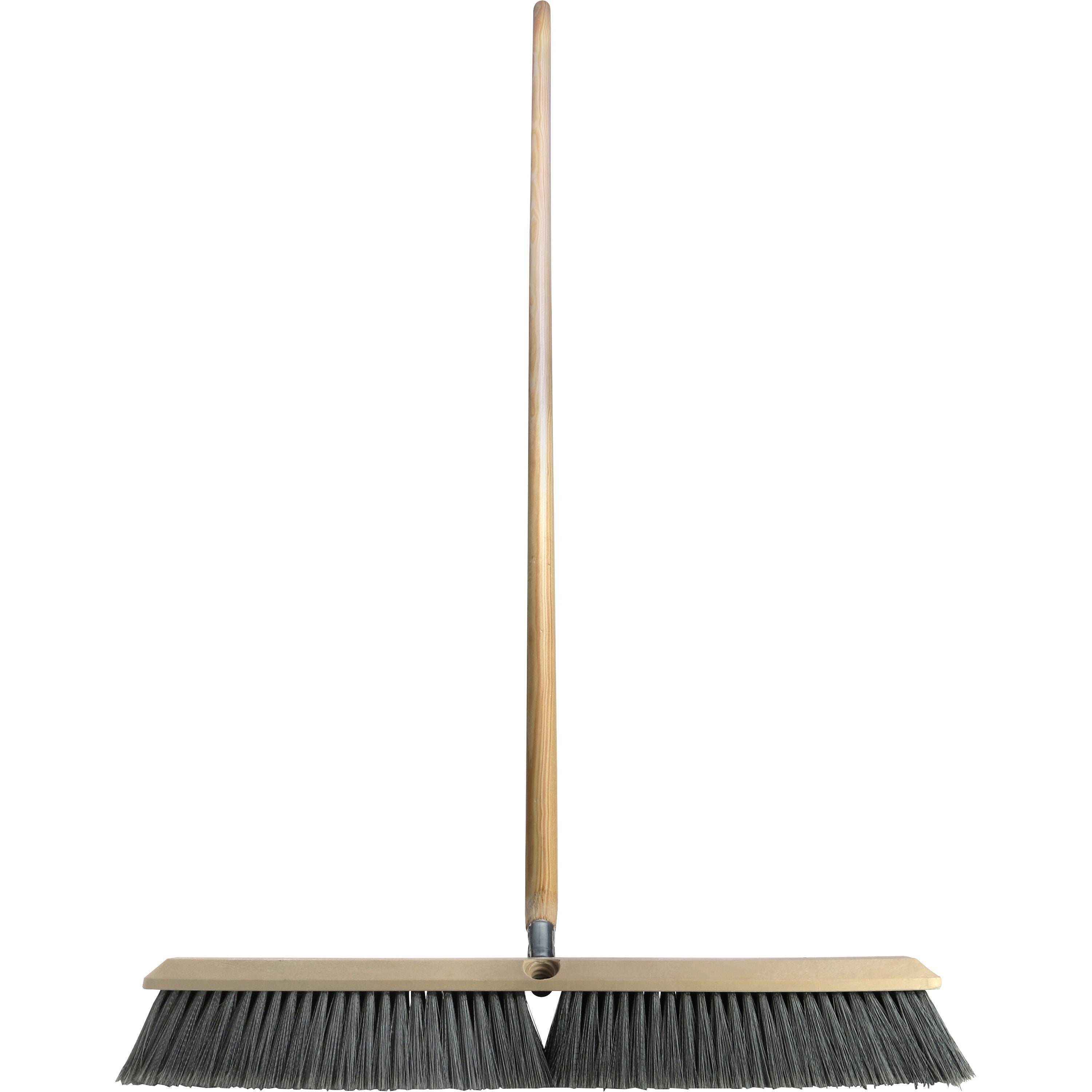 Genuine Joe Heavy-duty Floor Sweep with Handle - 24" Polypropylene Bristle - 60" Handle Length - 1.25" Handle Diameter - Hardwood Handle - 1 Each - 