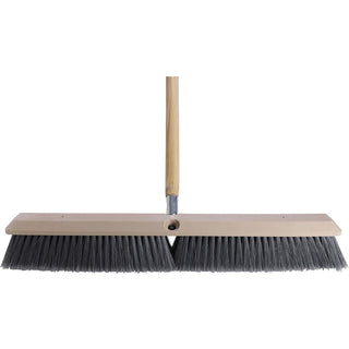 Genuine Joe Heavy-duty Floor Sweep with Handle - 24" Polypropylene Bristle - 60" Handle Length - 1.25" Handle Diameter - Hardwood Handle - 1 Each - 