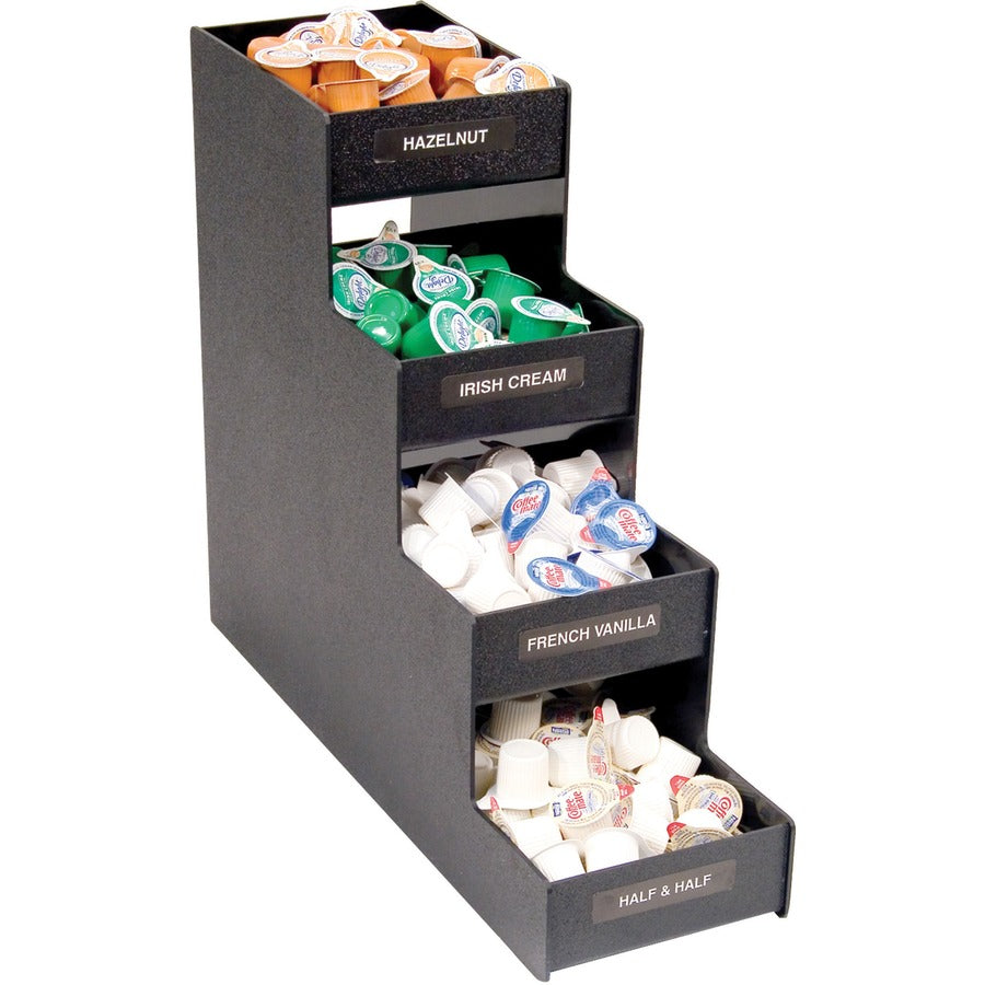 Narrow Condiment Organizer, 8 Compartments, 6 x 19 x 15.88, Black