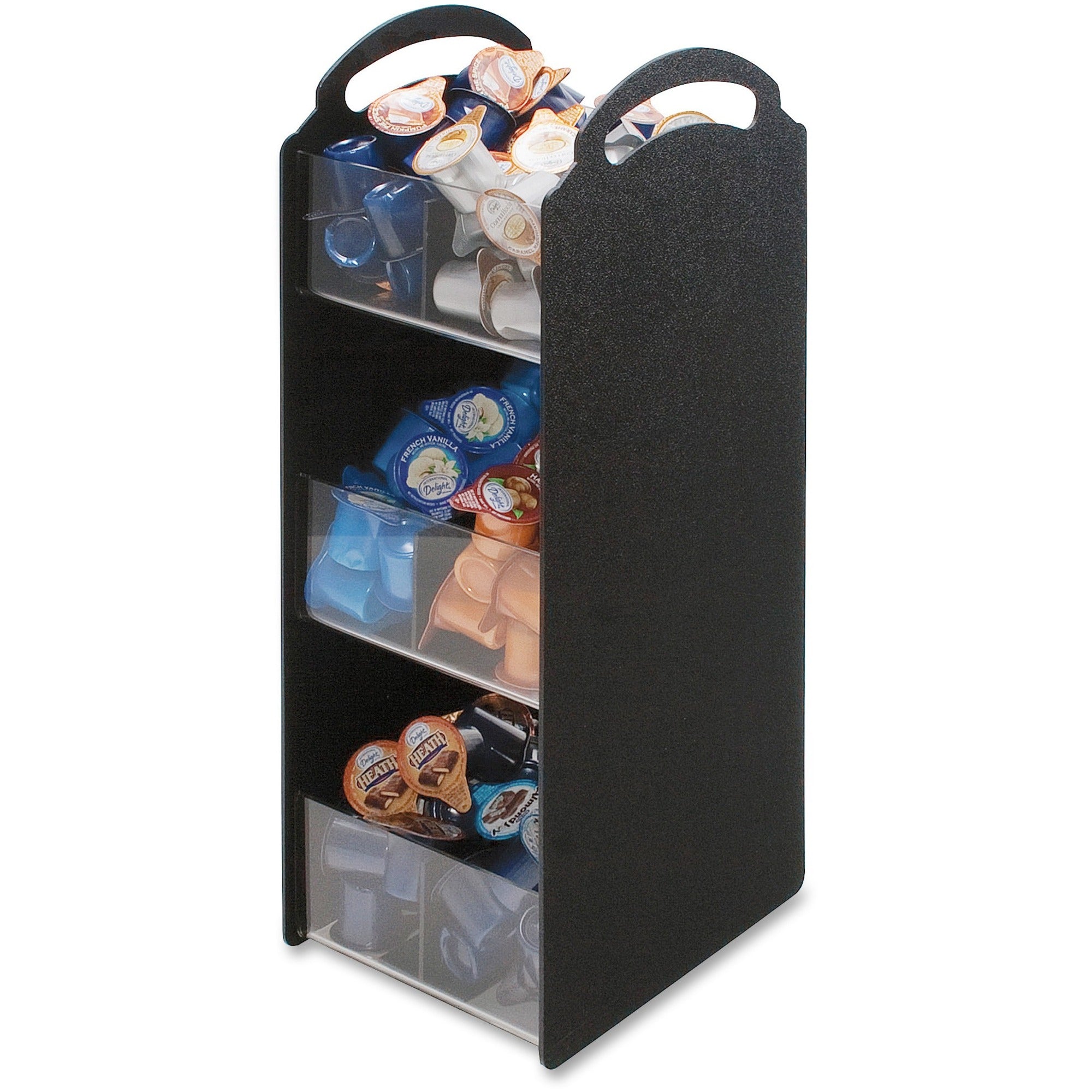 Compact Condiment Organizer, 6 Compartments, 6.13 x 8 x 18, Black