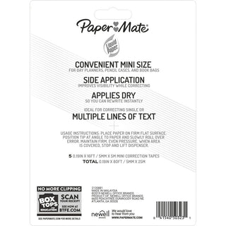 DryLine Mini Correction Tape, 0.2" x 197", Non-Refillable, Assorted Color Applicators, 5/Pack