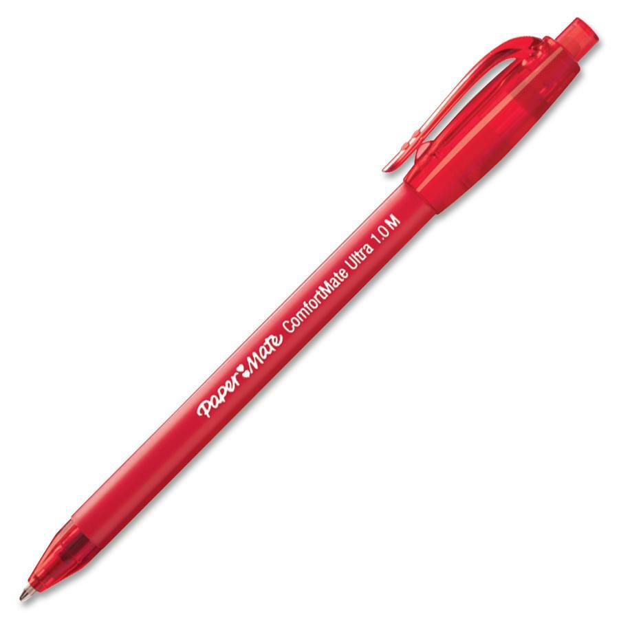 ComfortMate Ultra Ballpoint Pen, Retractable, Medium 1 mm, Red Ink, Red Barrel, Dozen